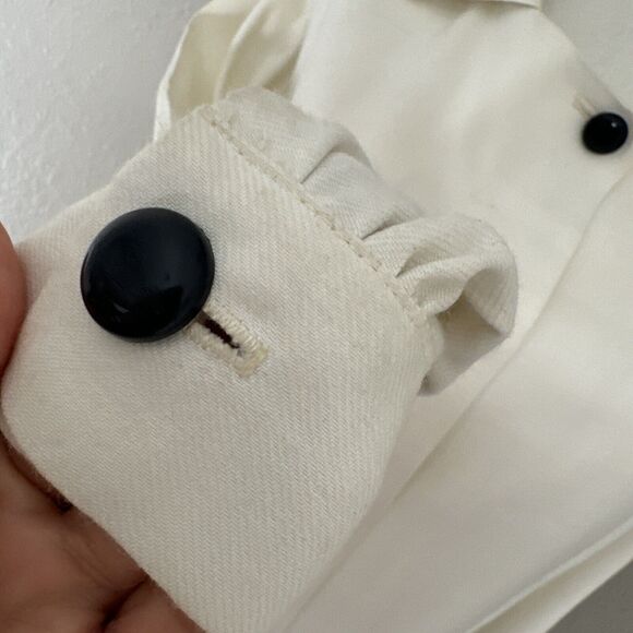 Vintage Dress Two Tones Button Up Plaid Solid Cream Blue Size S - Picture 8 of 16